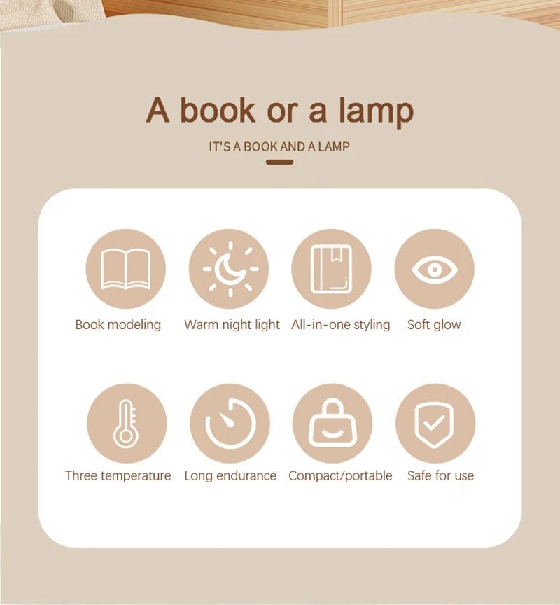 Wooden Book Lamp - Creative USB LED Foldable Reading Light