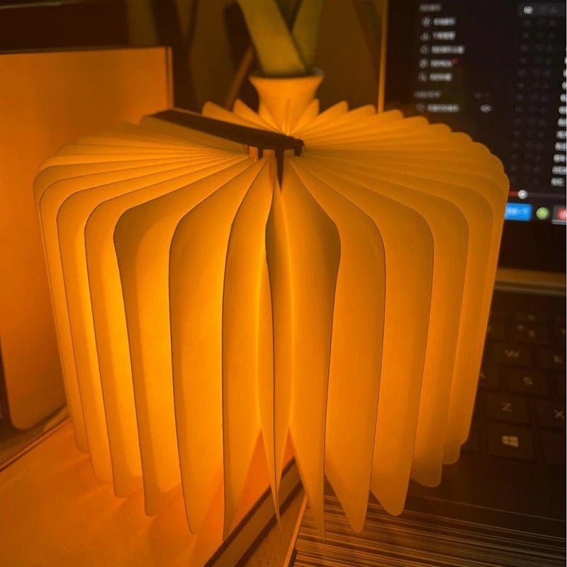 Wooden Book Lamp - Creative USB LED Foldable Reading Light