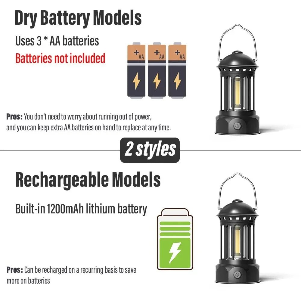 Vintage Roman Pillar LED Camping Lantern - Rechargeable