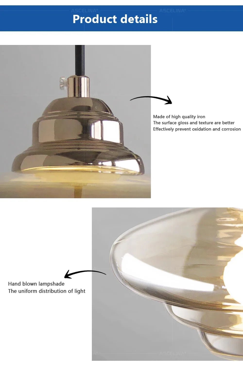 Nordic Minimalist Glass Pendant Light - Single Head Antique Style