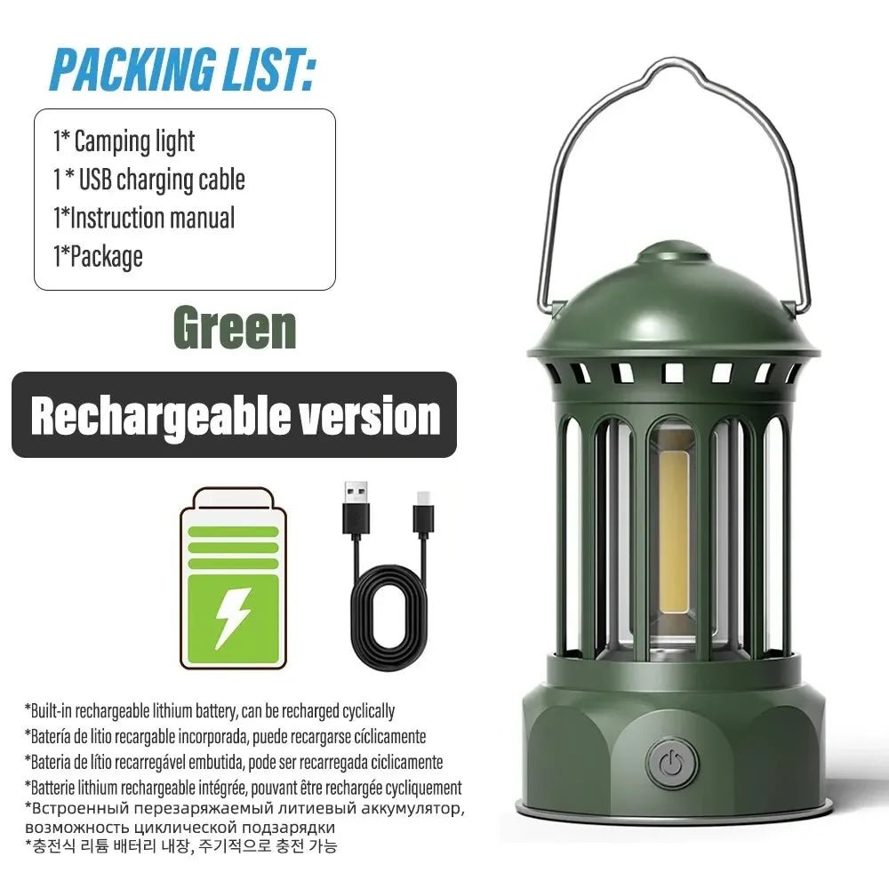 Vintage Roman Pillar LED Camping Lantern - Rechargeable