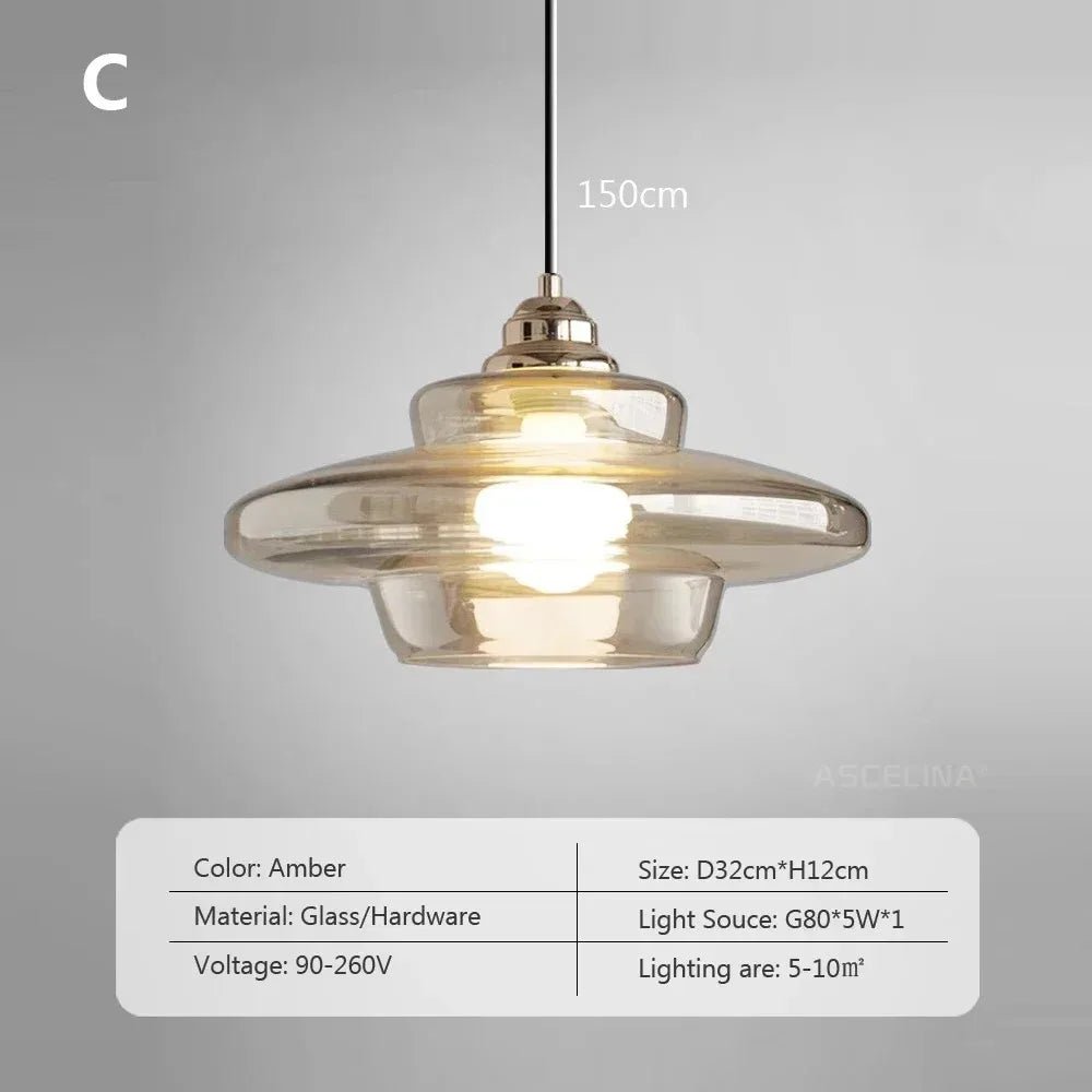 Nordic Minimalist Glass Pendant Light - Single Head Antique Style
