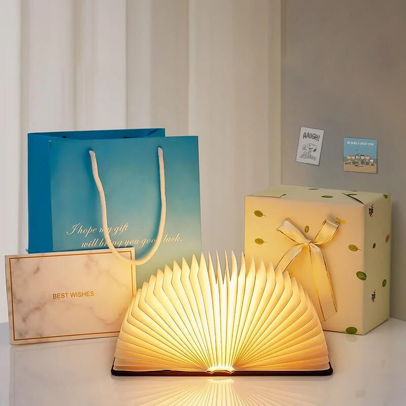 Wooden Book Lamp - Creative USB LED Foldable Reading Light