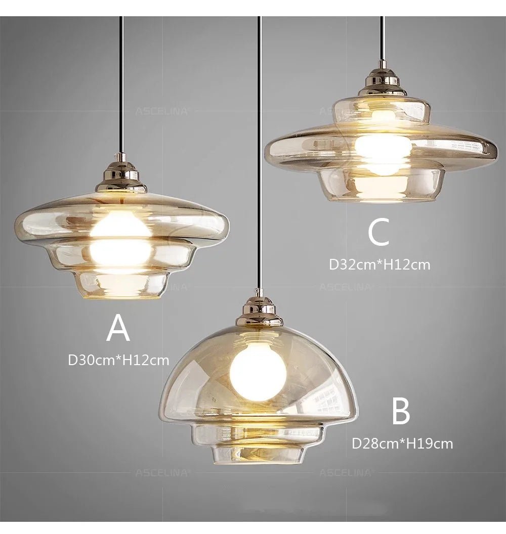 Nordic Minimalist Glass Pendant Light - Single Head Antique Style