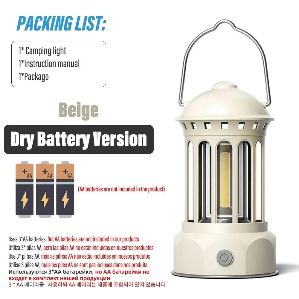Vintage Roman Pillar LED Camping Lantern - Rechargeable