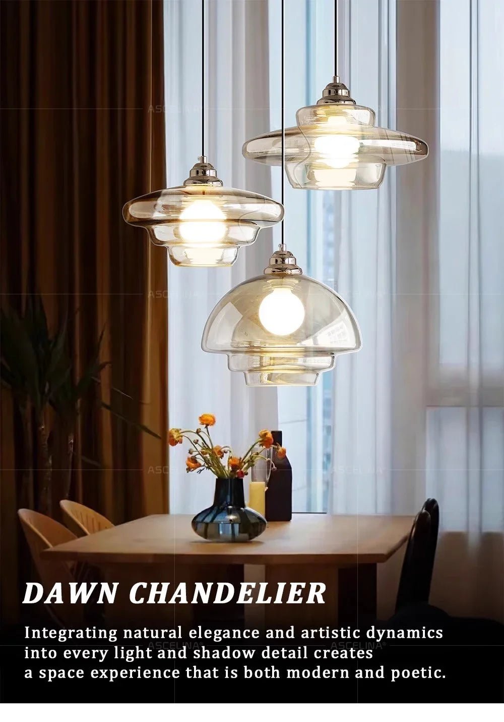 Nordic Minimalist Glass Pendant Light - Single Head Antique Style