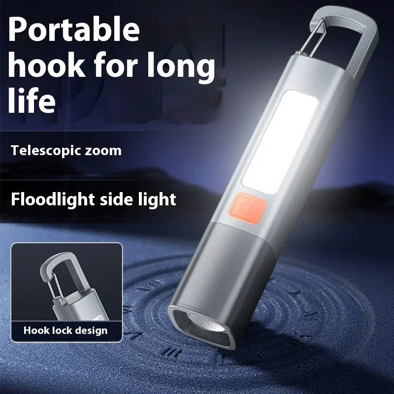 Portable USB Rechargeable LED Flashlight - Strong ABS Body