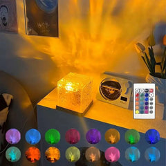 Dynamic Rotating Water Ripple Projector Night Light – 3/16 Colors Flame Crystal Lamp for Living Room, Bedroom, and Study - Mağazam