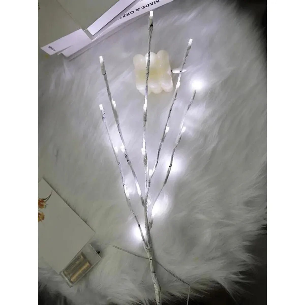1 PC White Birch Branch Lights Battery Operated 20 LED Fairy Lights Willow Branches for Home Bedroom Inside Outdoor Decoration - Mağazam