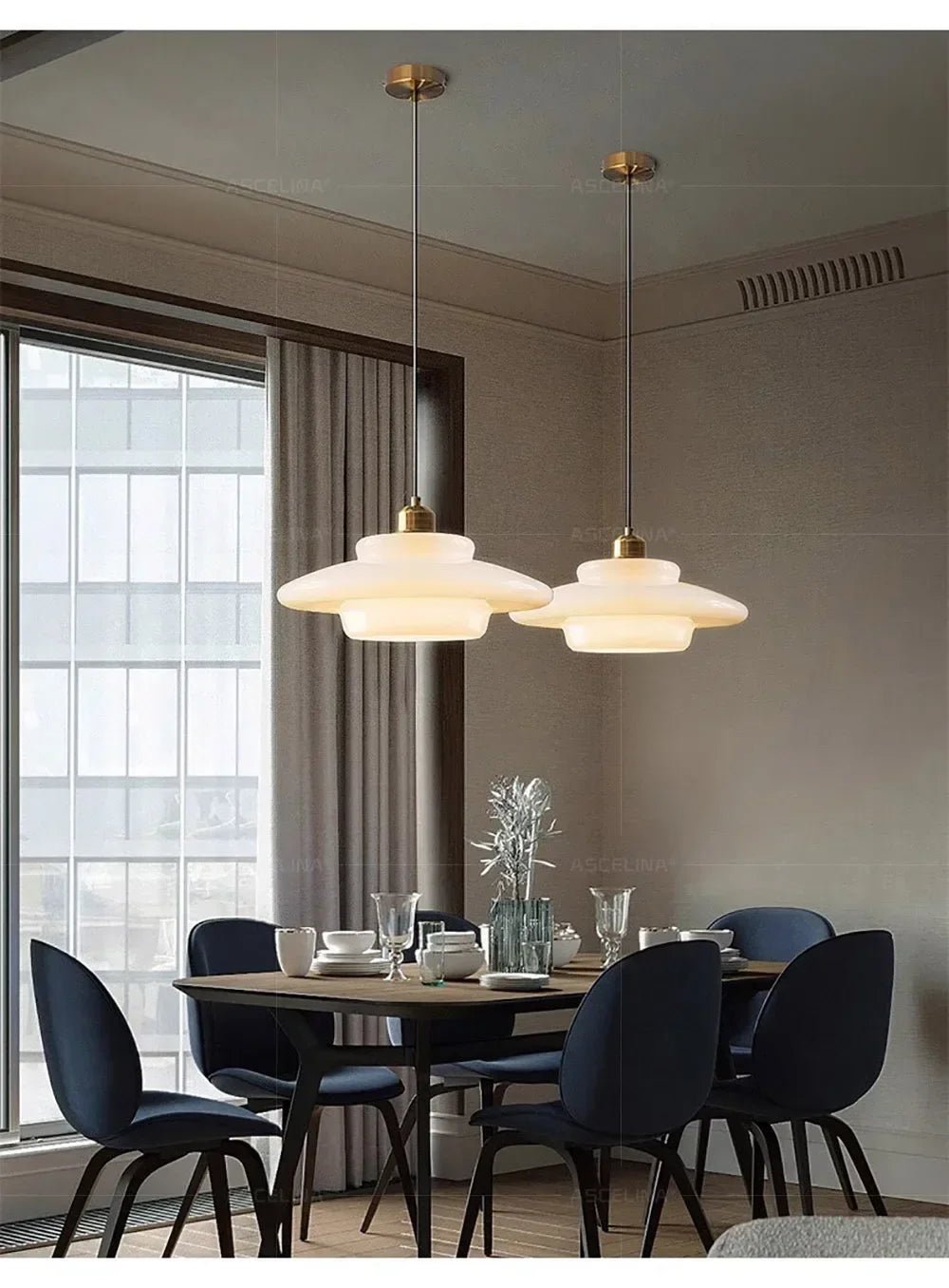 Nordic Minimalist Glass Pendant Light - Single Head Antique Style