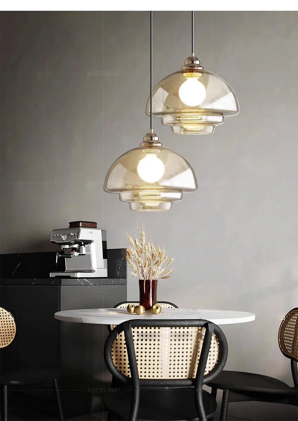 Nordic Minimalist Glass Pendant Light - Single Head Antique Style