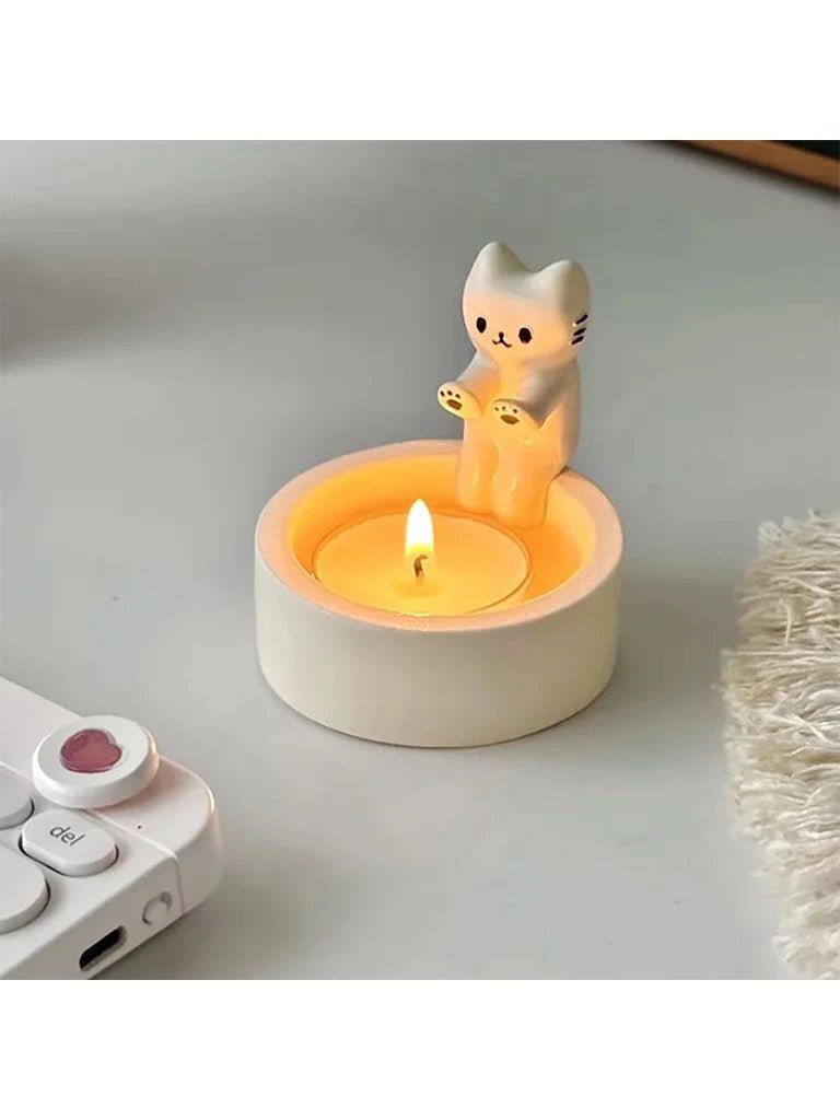 Kitten Candle Holder,Cute Grilled Cat Aromatherapy Candle Holder - Mağazam