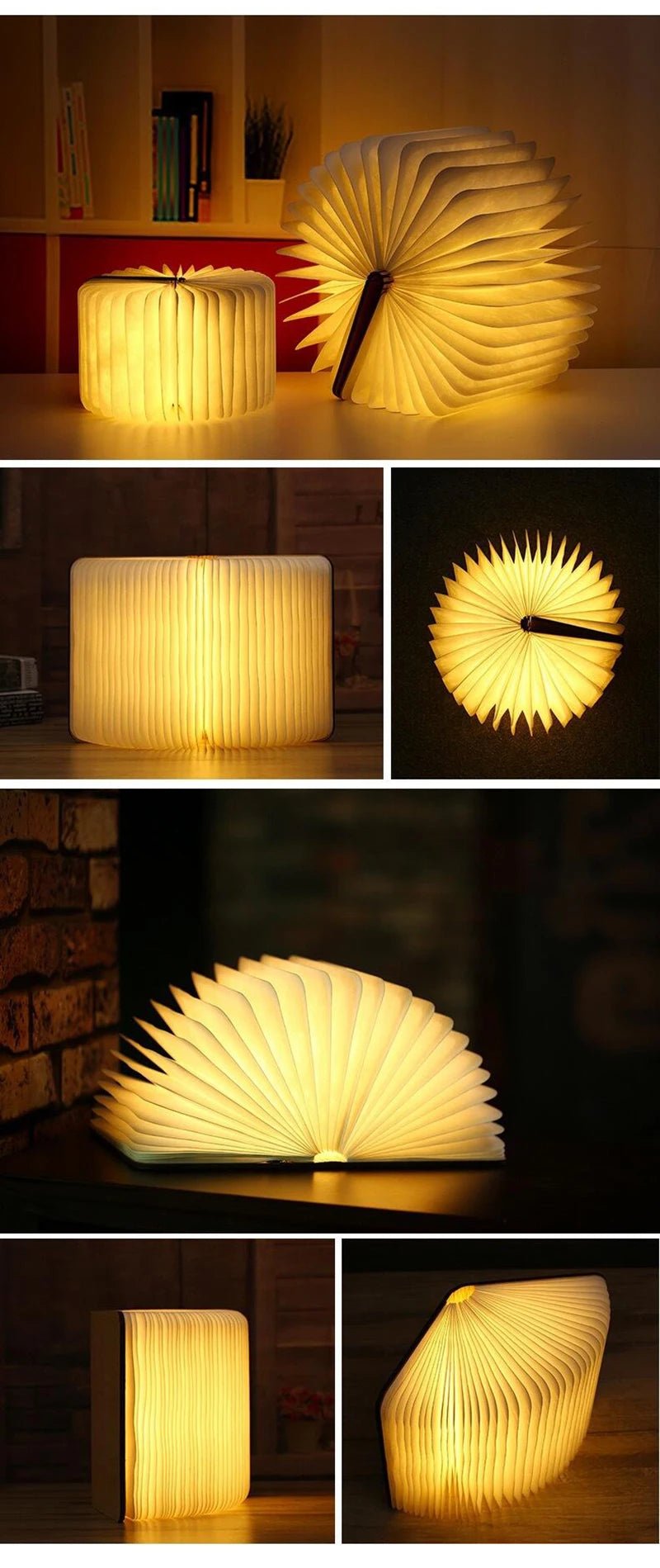 Wooden Book Lamp - Creative USB LED Foldable Reading Light