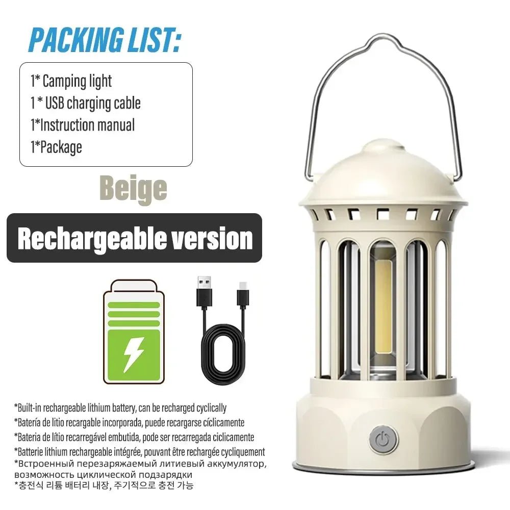 Vintage Roman Pillar LED Camping Lantern - Rechargeable