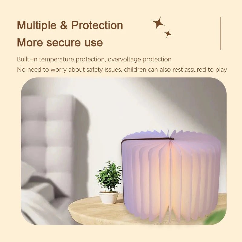 Wooden Book Lamp - Creative USB LED Foldable Reading Light