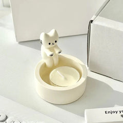 Kitten Candle Holder,Cute Grilled Cat Aromatherapy Candle Holder - Mağazam