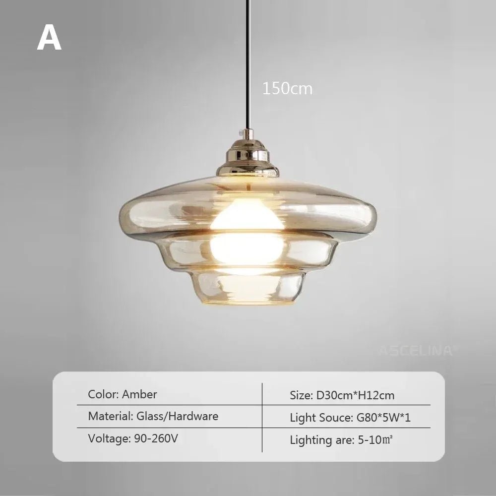 Nordic Minimalist Glass Pendant Light - Single Head Antique Style