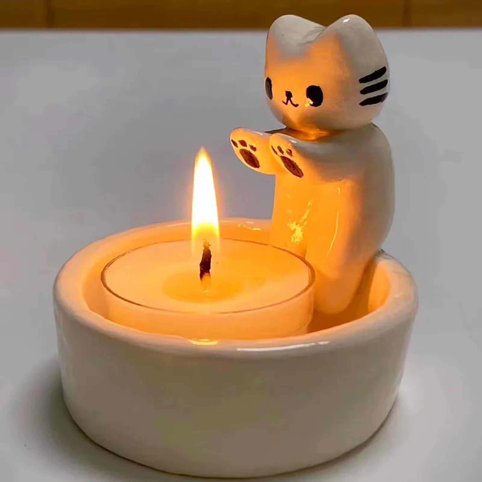 Kitten Candle Holder,Cute Grilled Cat Aromatherapy Candle Holder - Mağazam
