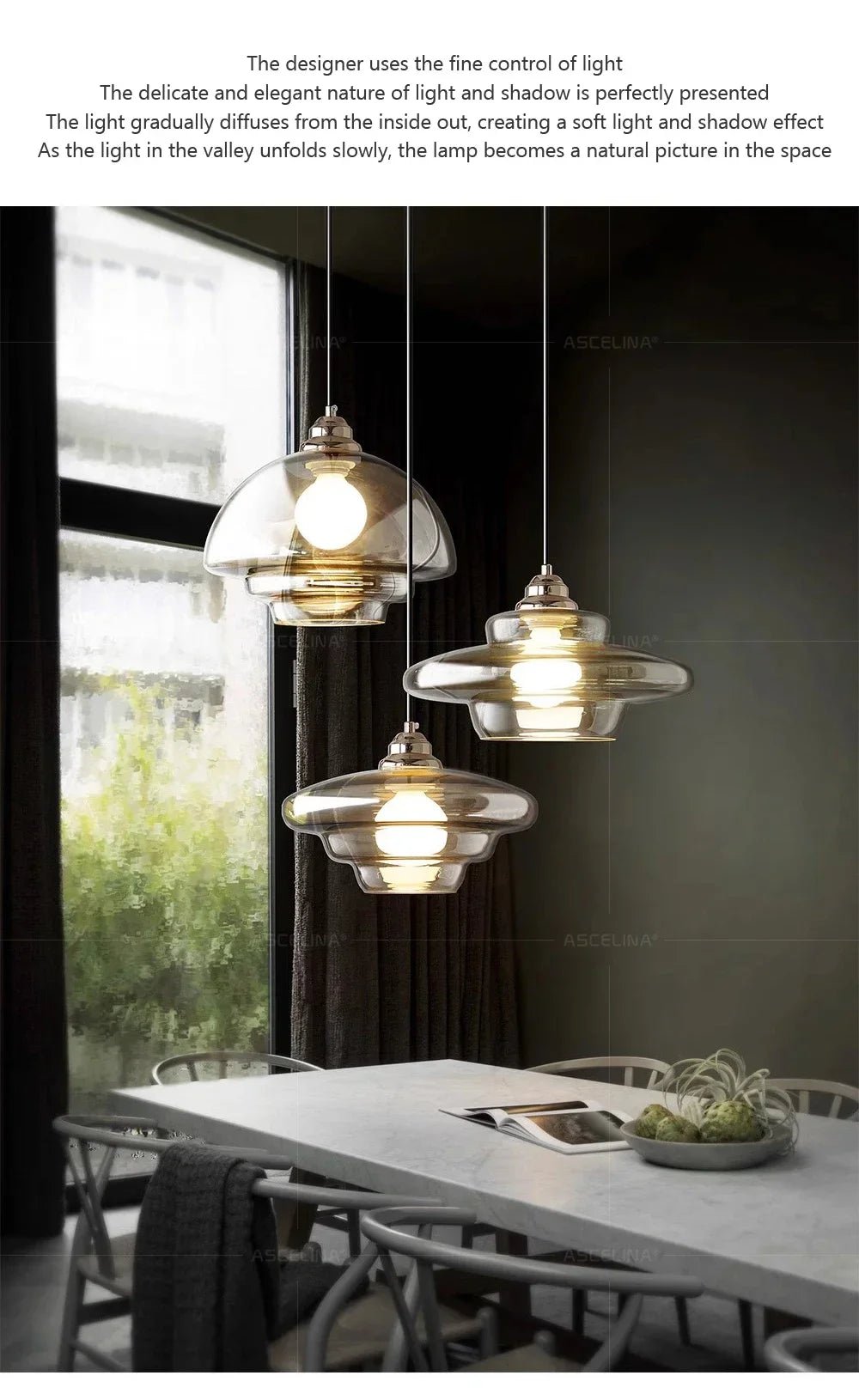 Nordic Minimalist Glass Pendant Light - Single Head Antique Style