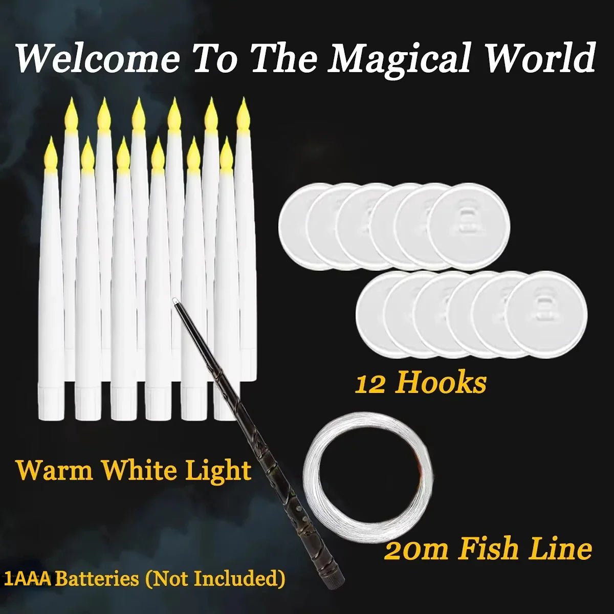 LED Floating Candles with Magic Wand ( 12PCS ) - Mağazam