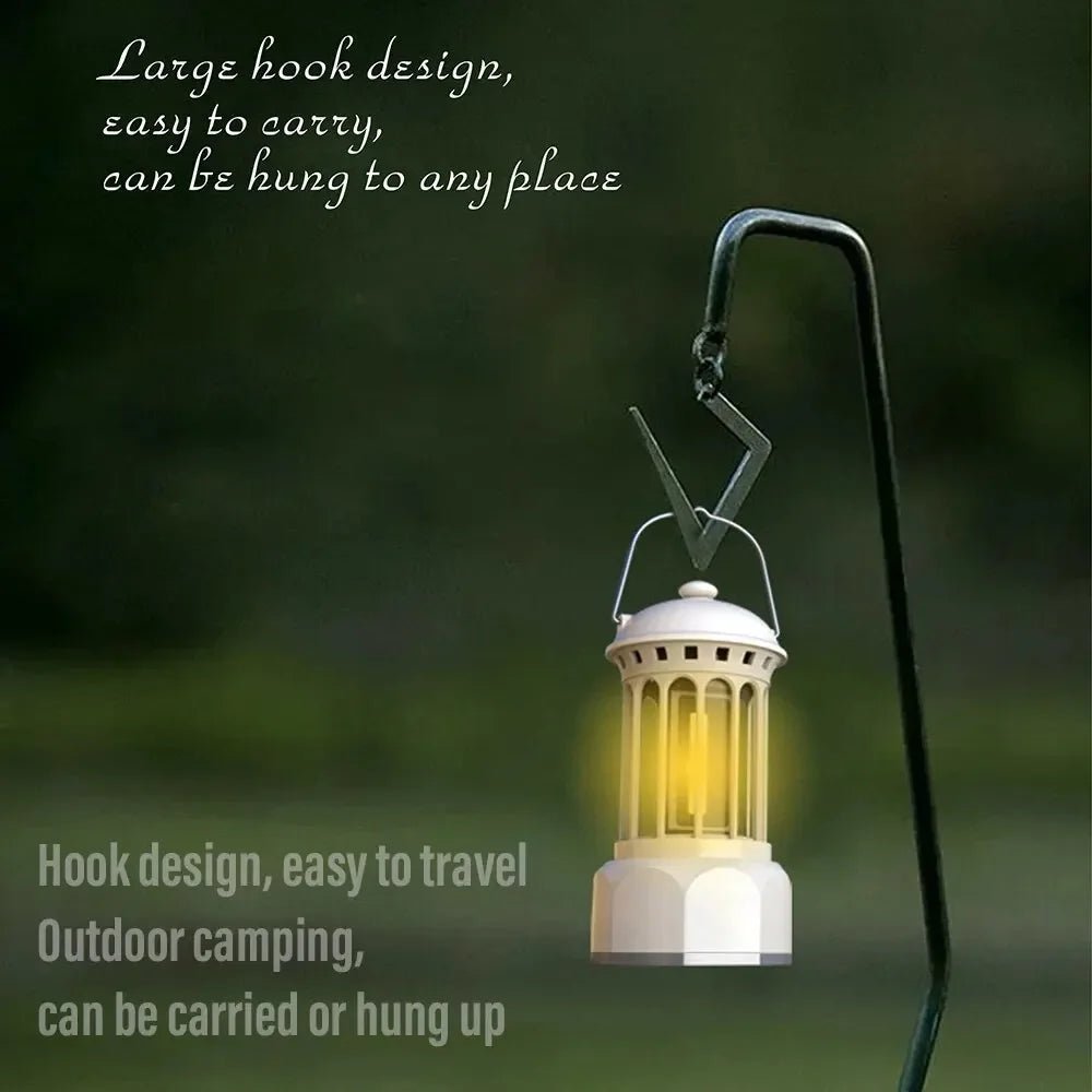 Vintage Roman Pillar LED Camping Lantern - Rechargeable