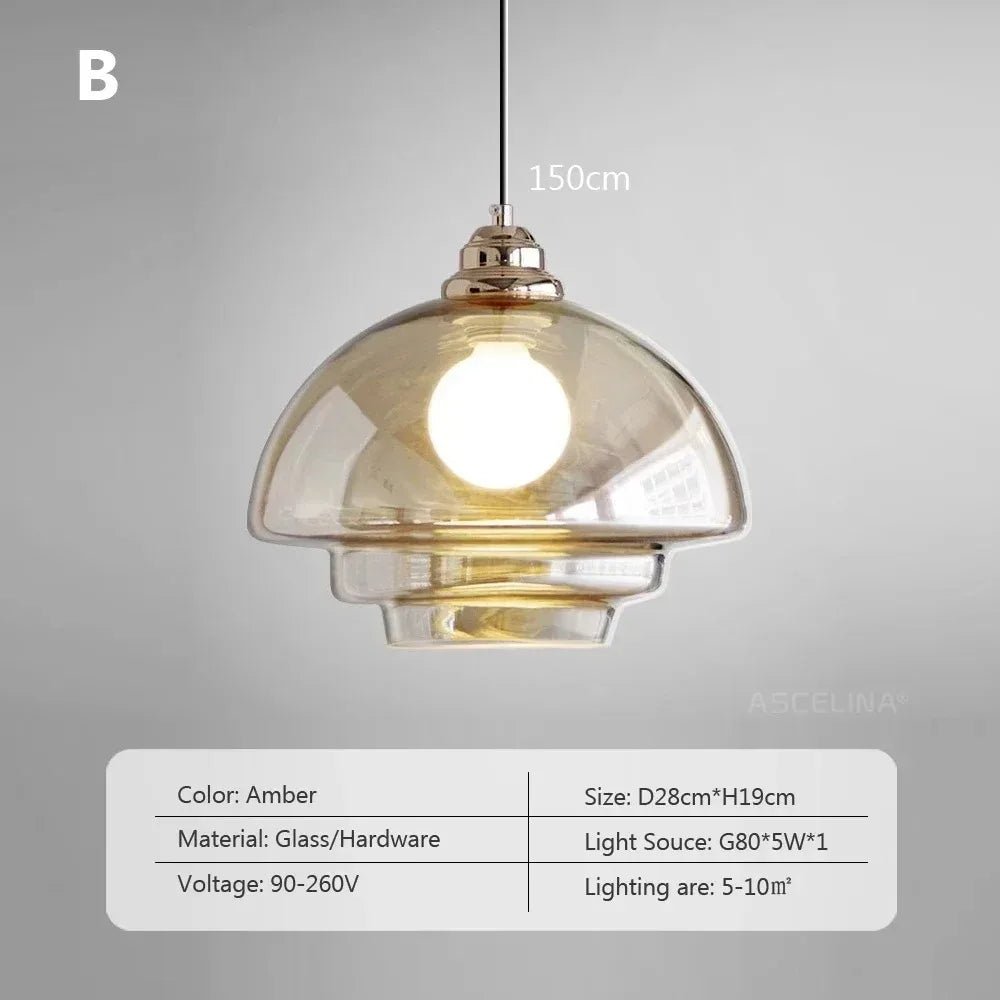 Nordic Minimalist Glass Pendant Light - Single Head Antique Style
