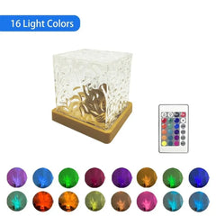 Dynamic Rotating Water Ripple Projector Night Light – 3/16 Colors Flame Crystal Lamp for Living Room, Bedroom, and Study - Mağazam