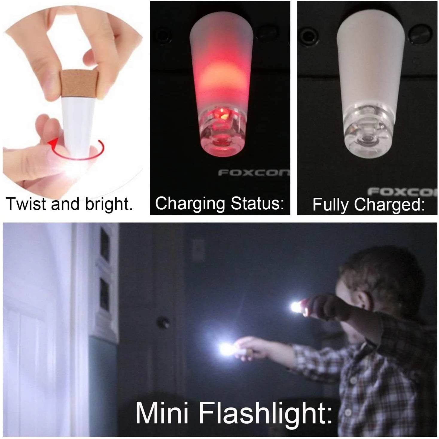 USB Rechargeable Mini Cork Shaped Bottle Light - Mağazam