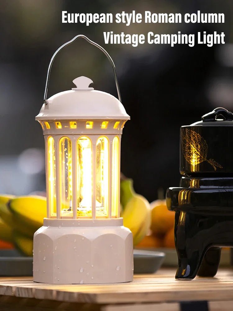 Vintage Roman Pillar LED Camping Lantern - Rechargeable