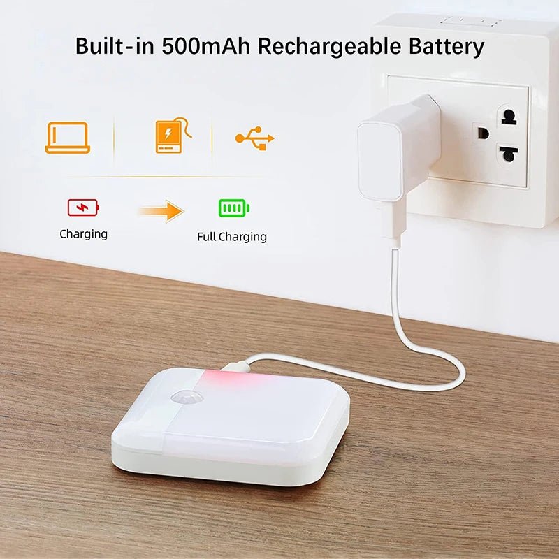 Wireless Motion Sensor LED Night Light - USB Rechargeable Wall Lamp