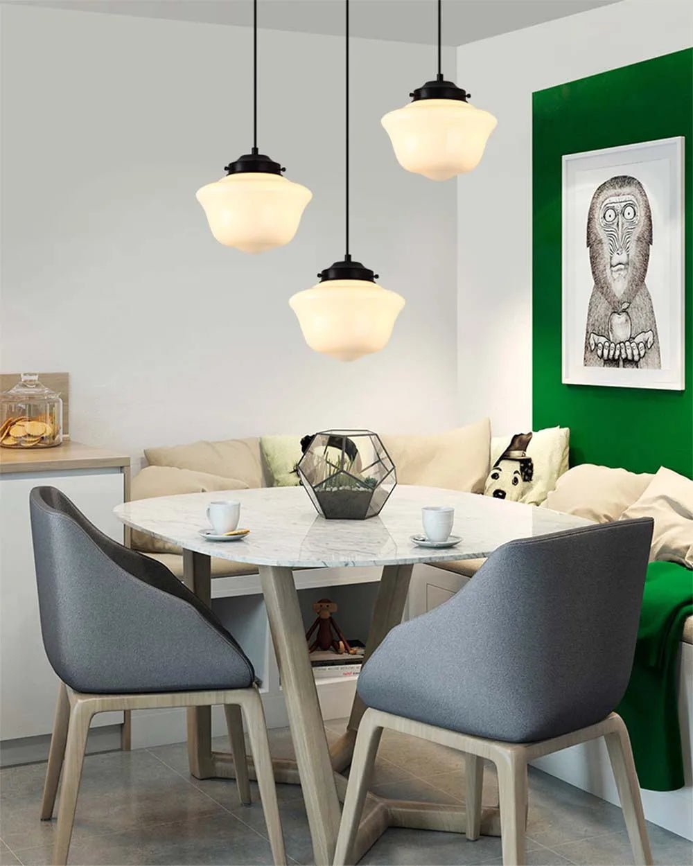 Nordic Minimalist Glass Pendant Light - Single Head Antique Style