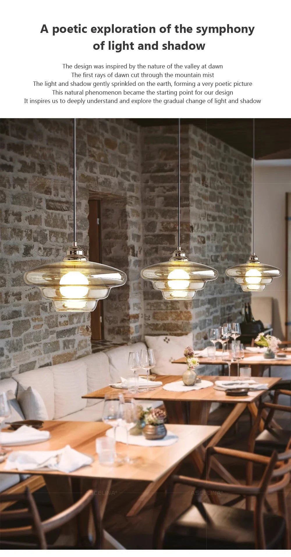 Nordic Minimalist Glass Pendant Light - Single Head Antique Style