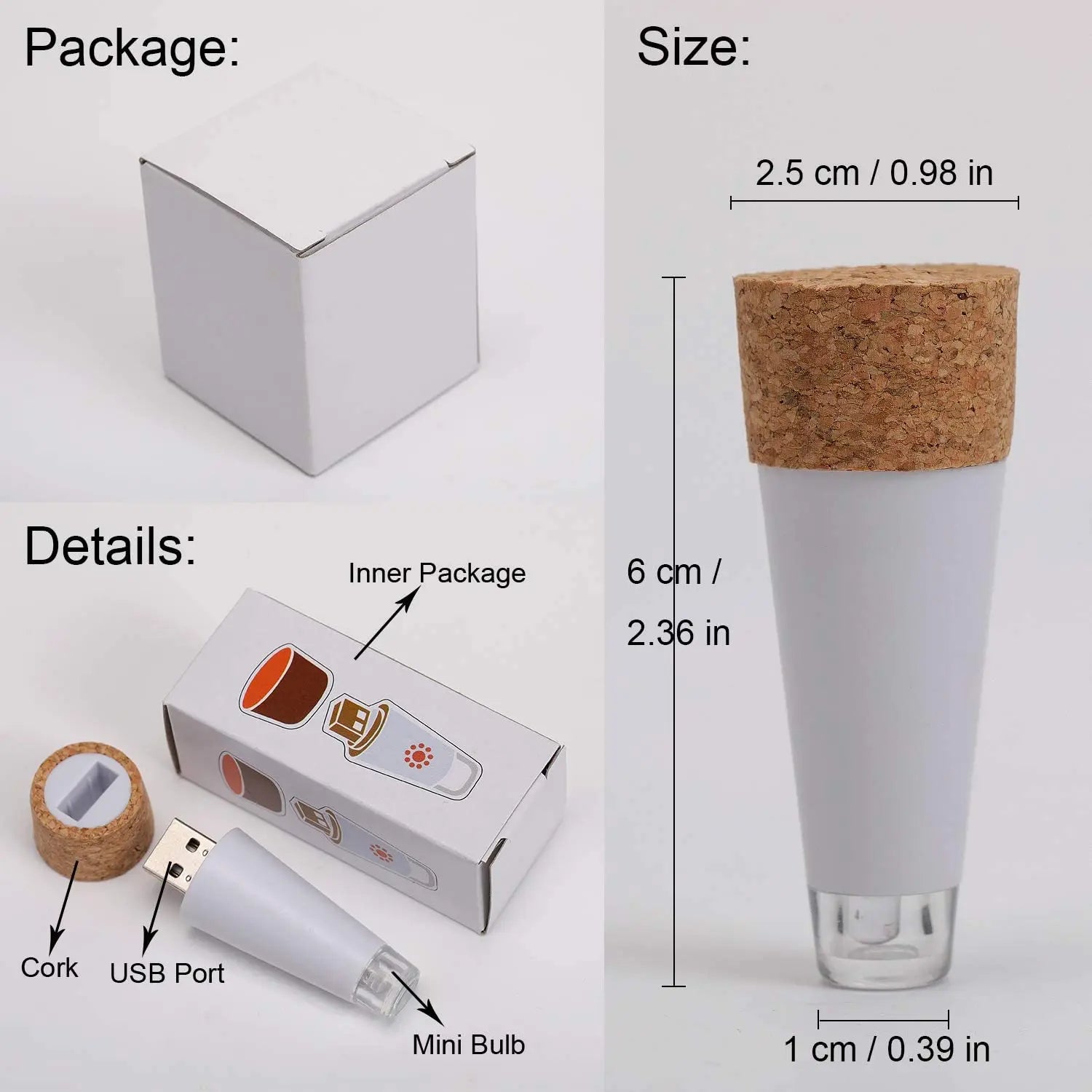 USB Rechargeable Mini Cork Shaped Bottle Light - Mağazam