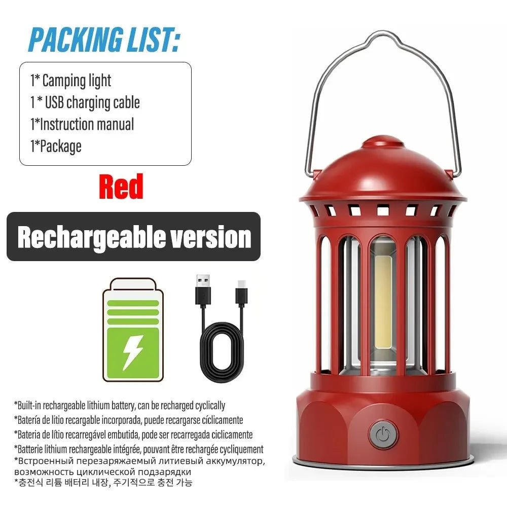 Vintage Roman Pillar LED Camping Lantern - Rechargeable