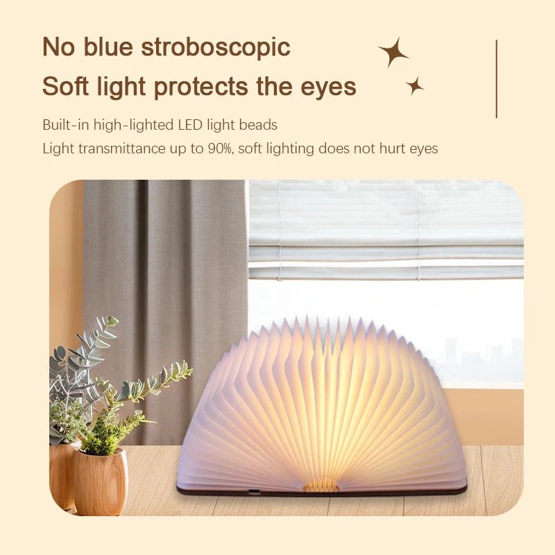 Wooden Book Lamp - Creative USB LED Foldable Reading Light