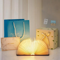 Wooden Book Lamp - Creative USB LED Foldable Reading Light