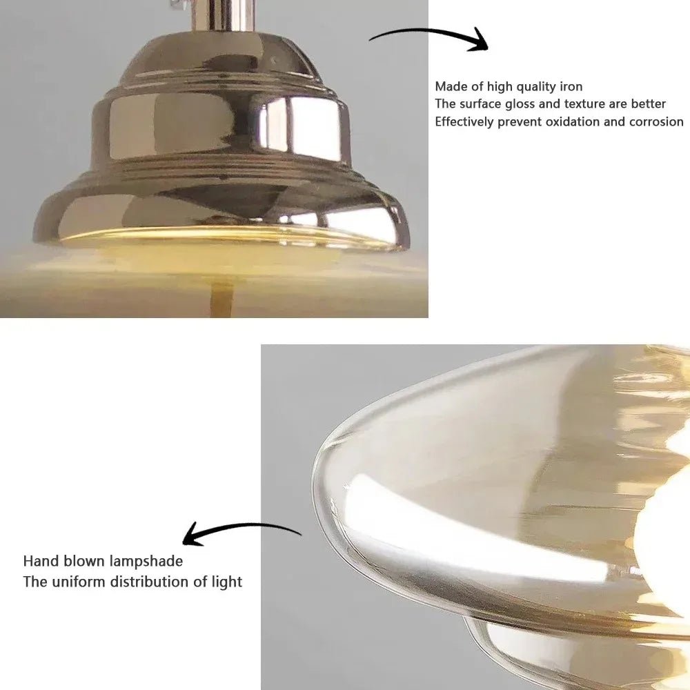Nordic Minimalist Glass Pendant Light - Single Head Antique Style