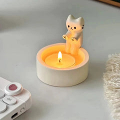 Kitten Candle Holder,Cute Grilled Cat Aromatherapy Candle Holder - Mağazam