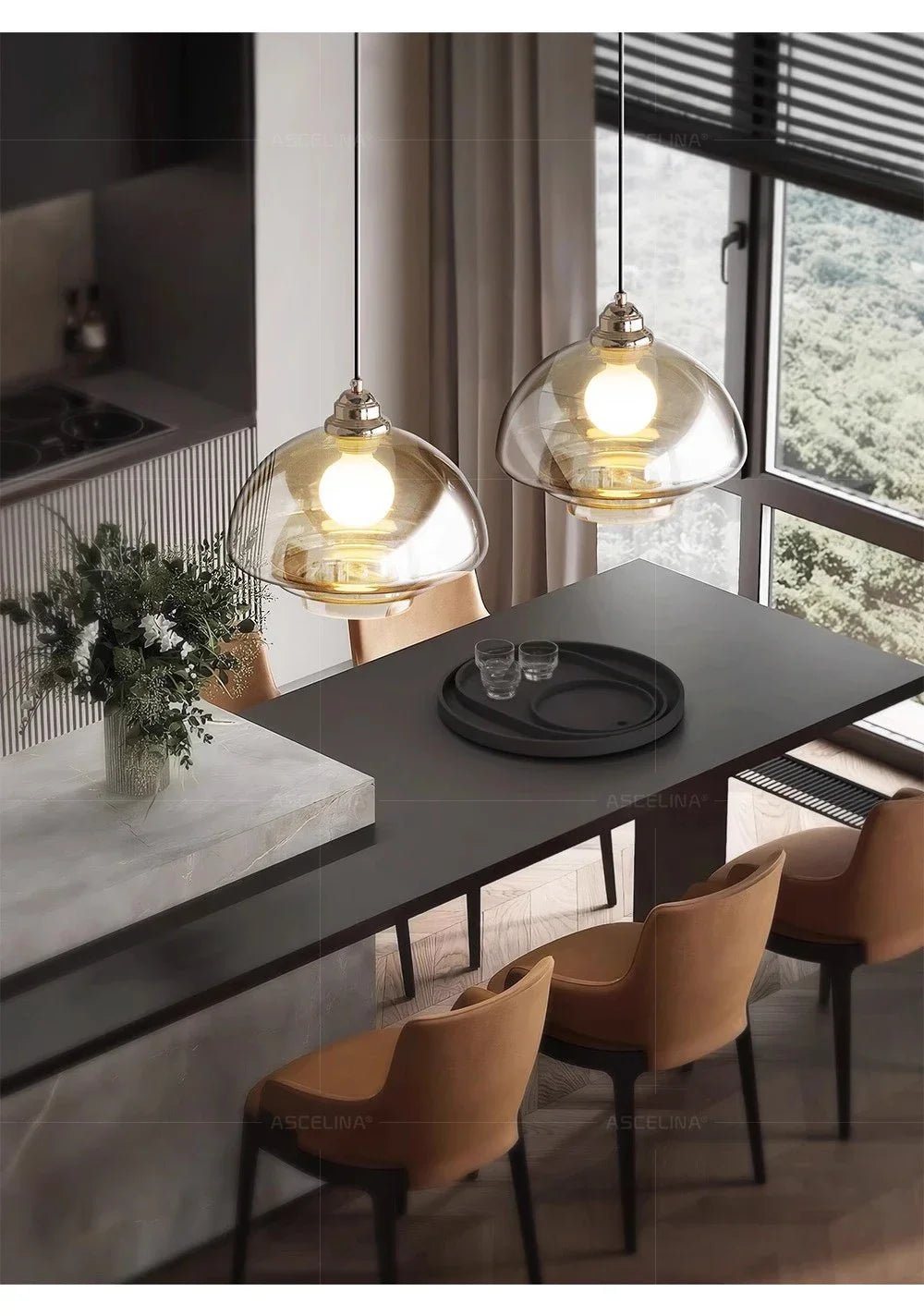 Nordic Minimalist Glass Pendant Light - Single Head Antique Style