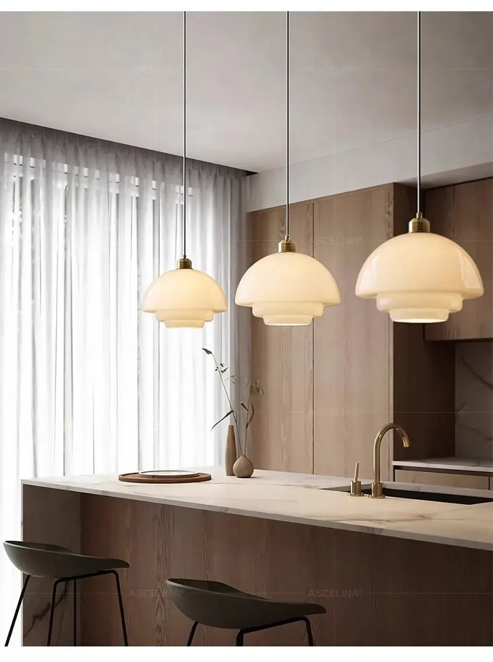 Nordic Minimalist Glass Pendant Light - Single Head Antique Style