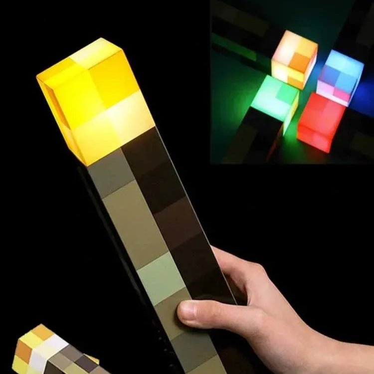 Minecraft Torch Lamp – USB Rechargeable Night Light - Mağazam