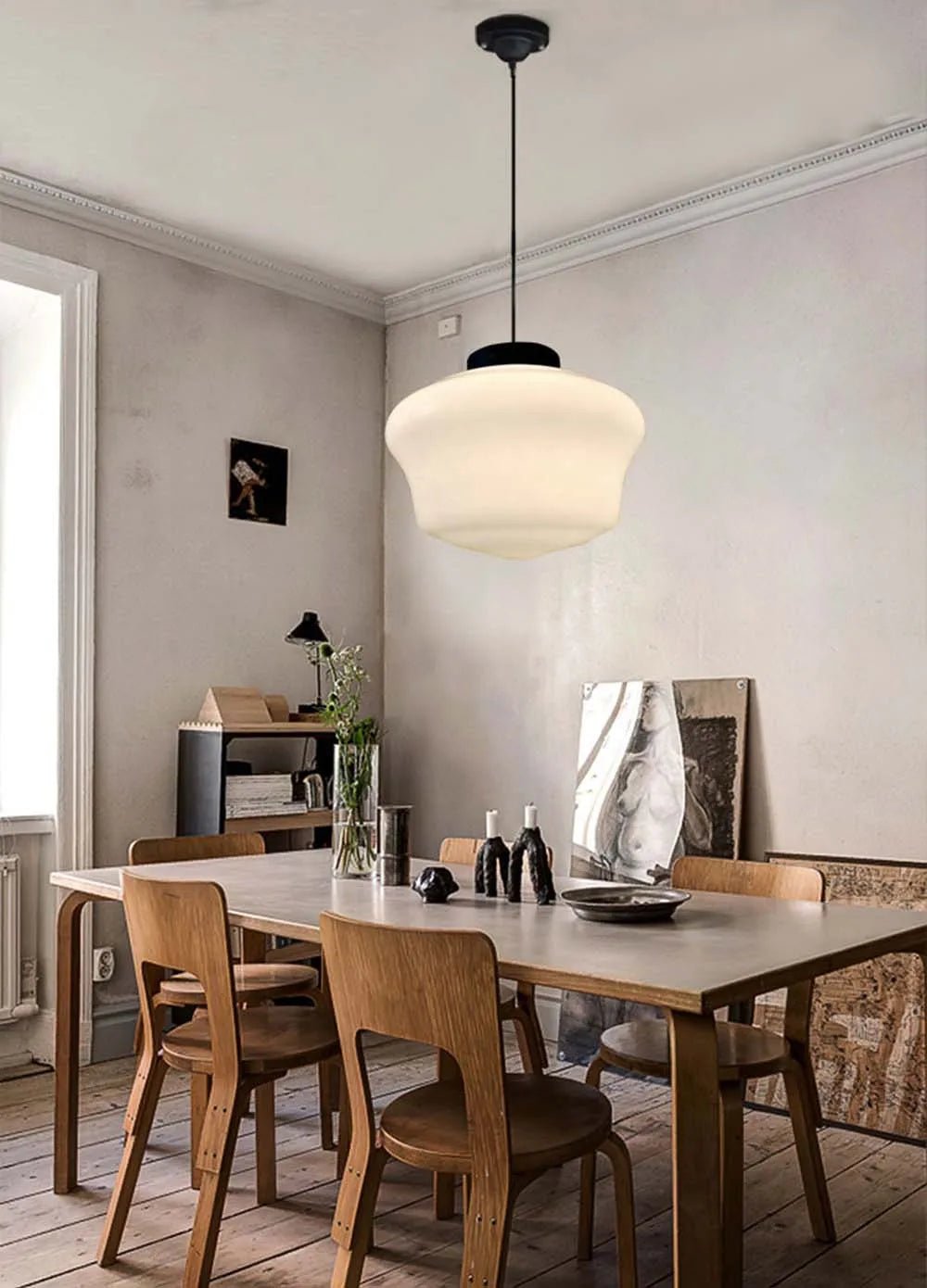 Nordic Minimalist Glass Pendant Light - Single Head Antique Style