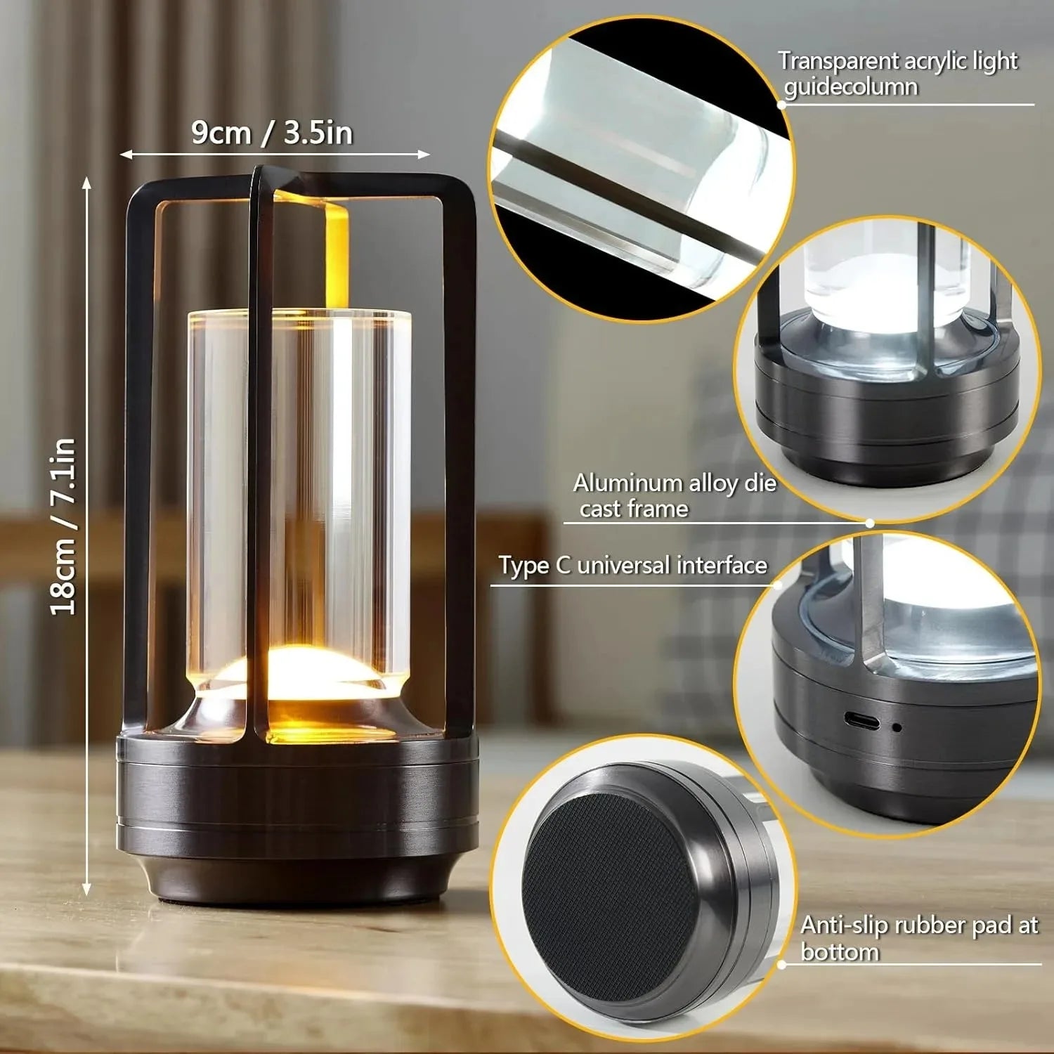 Cordless LED Table Lamp - Rechargeable Outdoor/Atmosphere Light