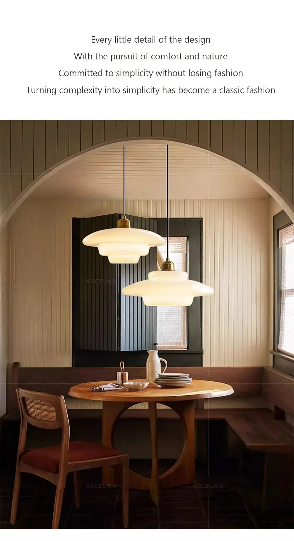 Nordic Minimalist Glass Pendant Light - Single Head Antique Style