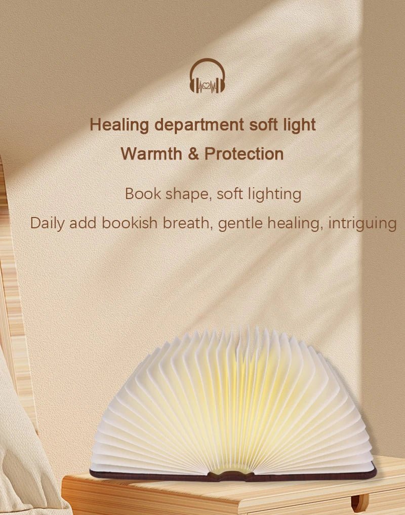 Wooden Book Lamp - Creative USB LED Foldable Reading Light