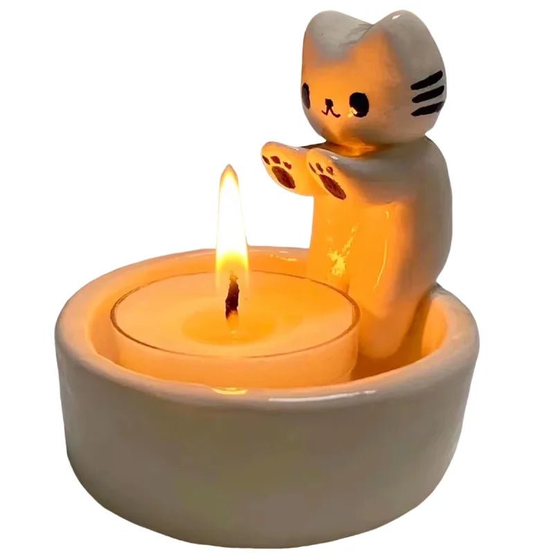 Kitten Candle Holder,Cute Grilled Cat Aromatherapy Candle Holder - Mağazam