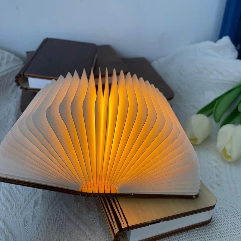 Wooden Book Lamp - Creative USB LED Foldable Reading Light