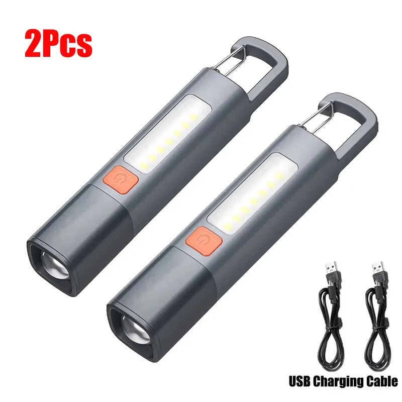 Portable USB Rechargeable LED Flashlight - Strong ABS Body