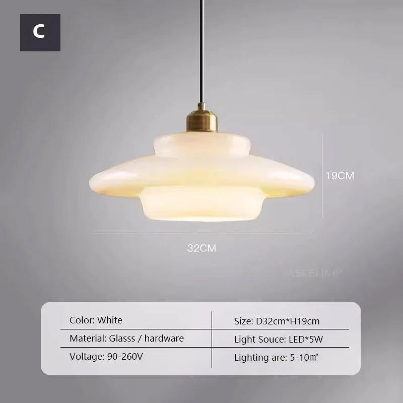 Nordic Minimalist Glass Pendant Light - Single Head Antique Style